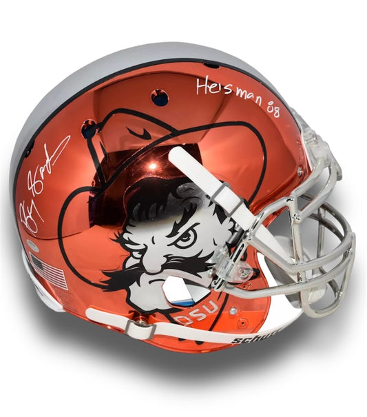 Barry Sanders OSU Chrome Authentic Helmet Schwartz COA