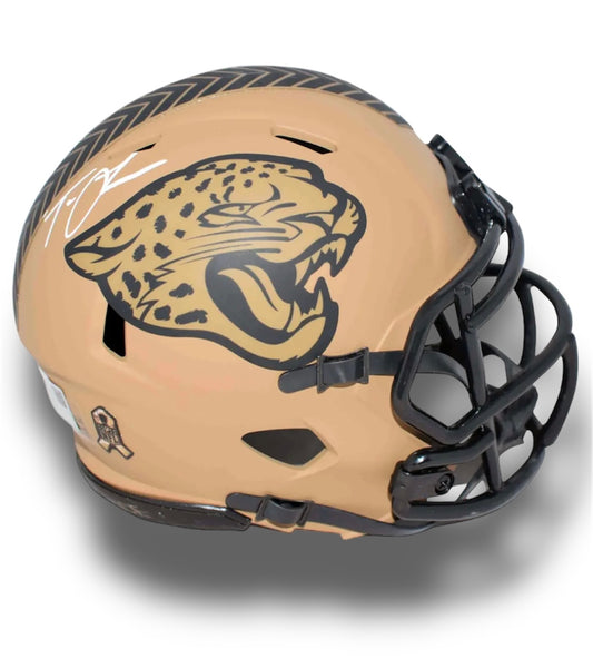 Trevor Lawrence Jaguars Salute to Service Mini Helmet Fanatics COA