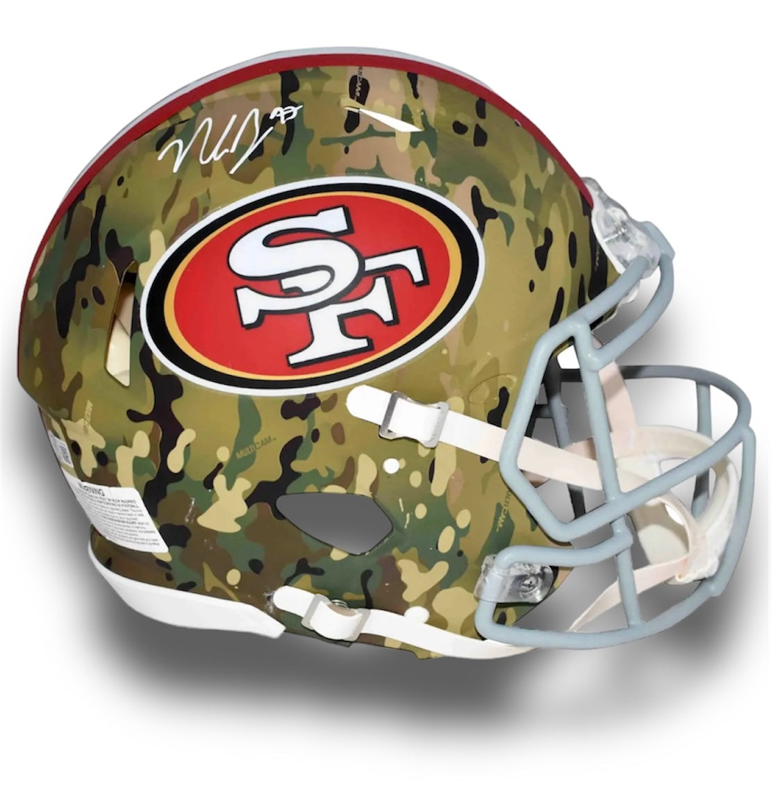 Nick Bosa 49ers Camo Authentic Helmet Beckett COA