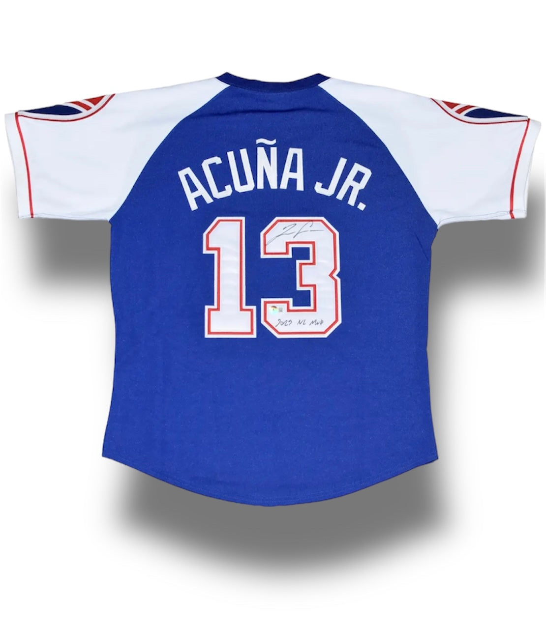 Ronald Acuna Jr Braves Jersey 2023 NL MVP Script Beckett COA