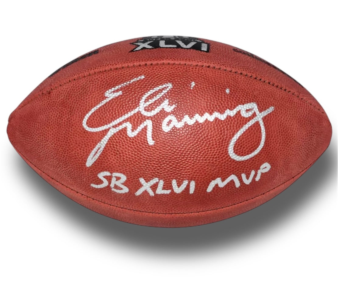 Eli Manning Giants SB XLVI Football w Script Fanatics COA