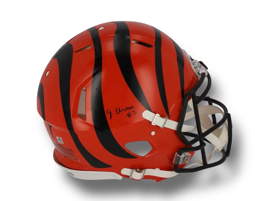 Ja Marr Chase Bengals Speed Authentic Helmet Fanatics COA