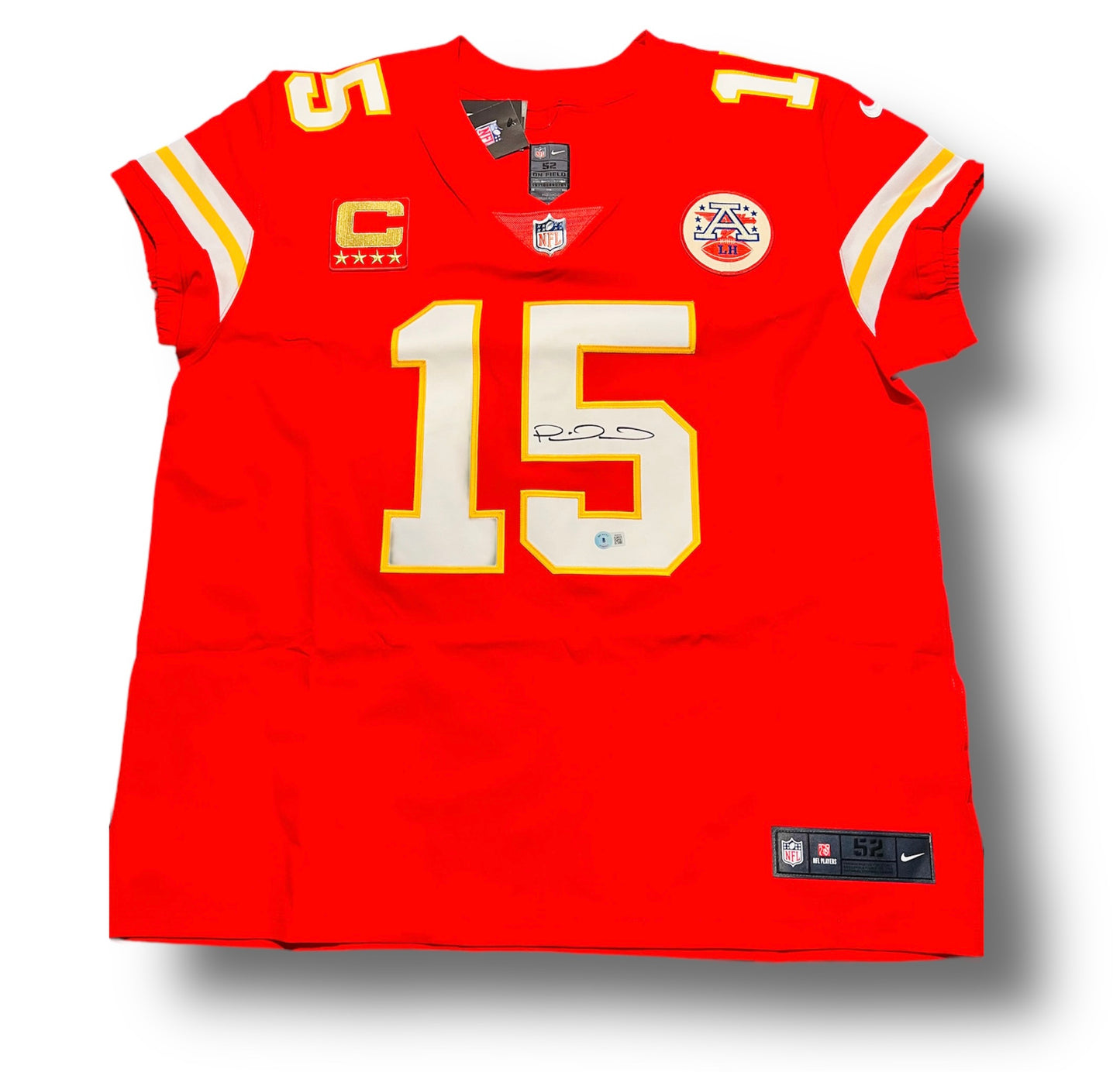 Mahomes Nike Elite Jersey with Captains Patch Beckett COA