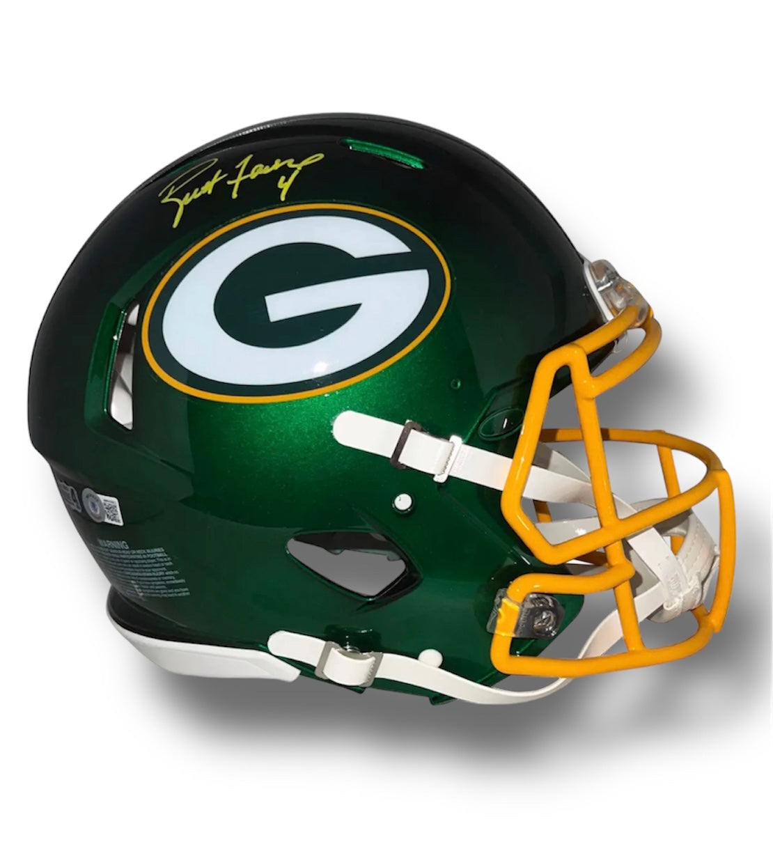 Brett Favre Green Bay Packers Flash Authentic Helmet Beckett COA