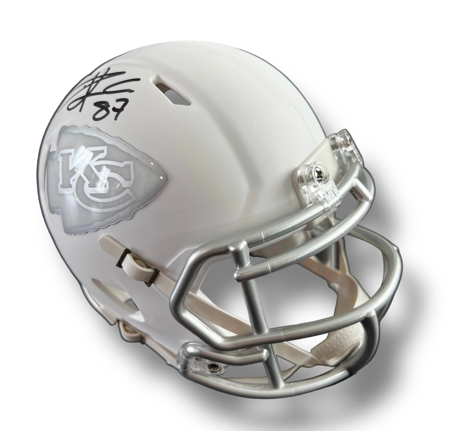 Travis Kelce Chiefs Ice Mini Helmet Fanatics COA