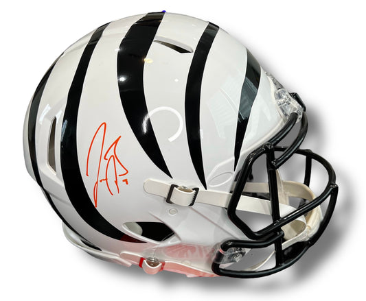 Joe Burrow Bengals White Alternative Authentic Helmet Fanatics COA