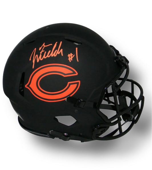 Justin Fields Chicago Bears Eclipse Authentic Helmet Beckett COA