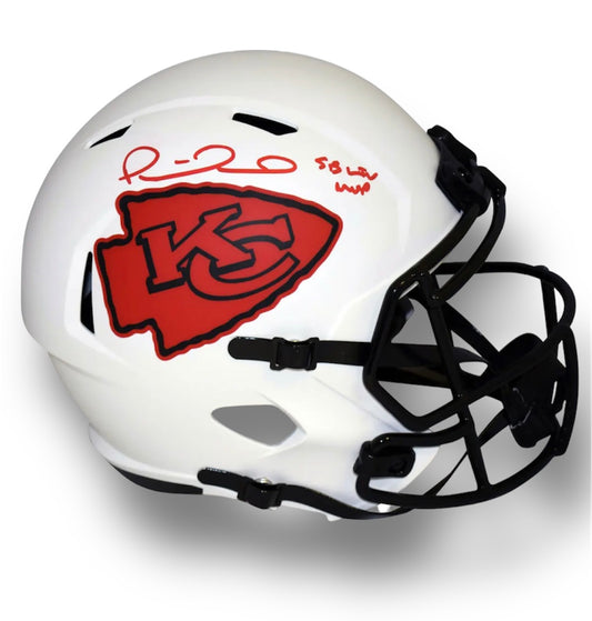 Mahomes Chiefs Lunar Rep Helmet w “SB LIV MVP” Script Beckett COA