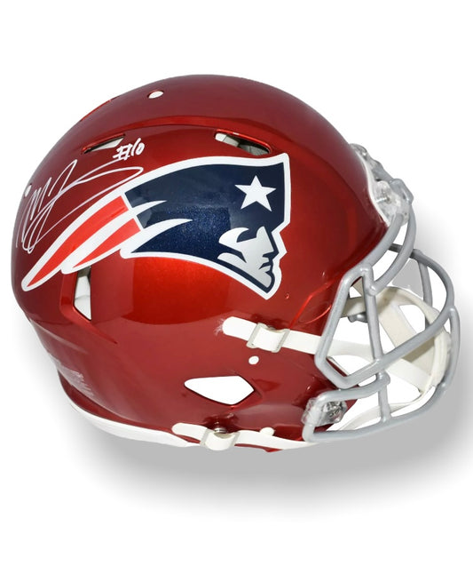 New England Patriots Mac Jones Flash Authentic Helmet Beckett COA