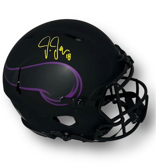 Justin Jefferson Vikings Eclipse Authentic Helmet Beckett COA